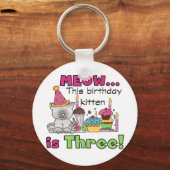 3e kitten verjaardag T-shirts en geschenken Sleutelhanger (Voorkant)