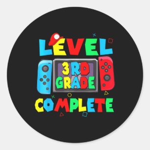 3e klas Compleet Laatste Dag van School Video Game Ronde Sticker