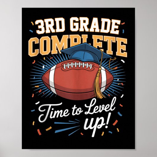 3e klas Compleet Tijd Om Niveau Te Verhogen Footba Poster (Voorkant)