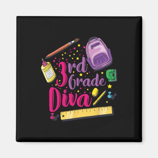 3e klas diva eerste dag schoolmeisjeskleding gi magneet (Voorkant)