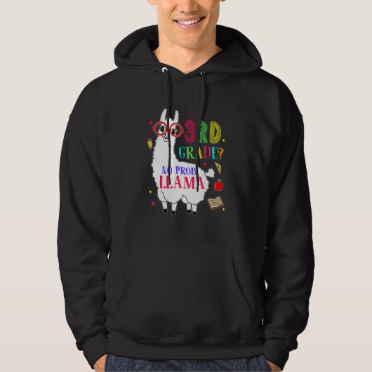 3e klas geen Prob Llama Aplaca Derde klas leraar Hoodie (Voorkant)