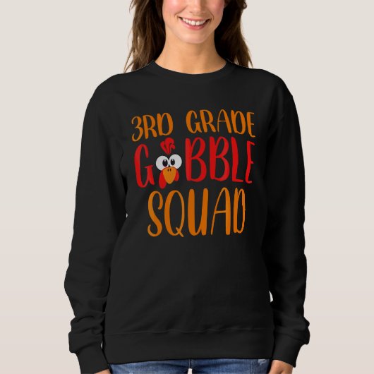 3e klas Gobble-squadron Thanksgiving-leraar Kinde Trui (Voorkant)