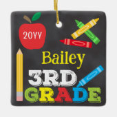 3e klas Keepsake Chalkboard Kleurrijke Kinder Foto Keramisch Ornament (Voorkant)