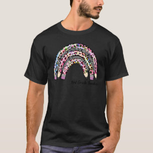3e klas leraar potlood regenboog terug naar school t-shirt