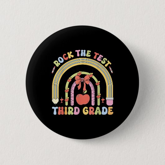 3e klas leraar rock de testdag derde klas te ronde button 5,7 cm (Voorkant)