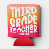 3e klas leraar Roze Gradiënt Aangepast Blikjeskoeler (Achterkant)