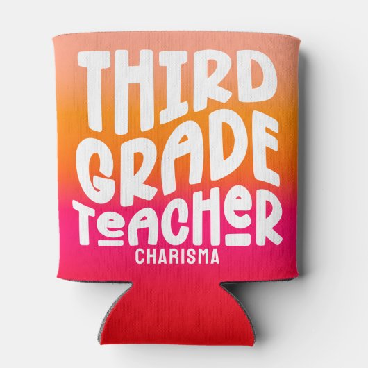 3e klas leraar Roze Gradiënt Aangepast Blikjeskoeler (Achterkant)