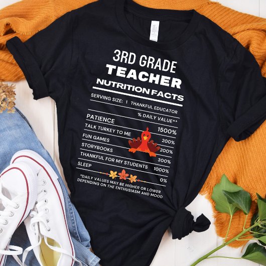 3e klas leraar Thanksgiving Voedingsfeiten T-shirt
