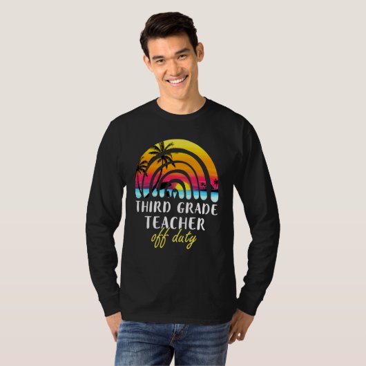 3e klas leraar uit dienst-beach Sunset Rainbow Te T-shirt (Voorkant volledig)