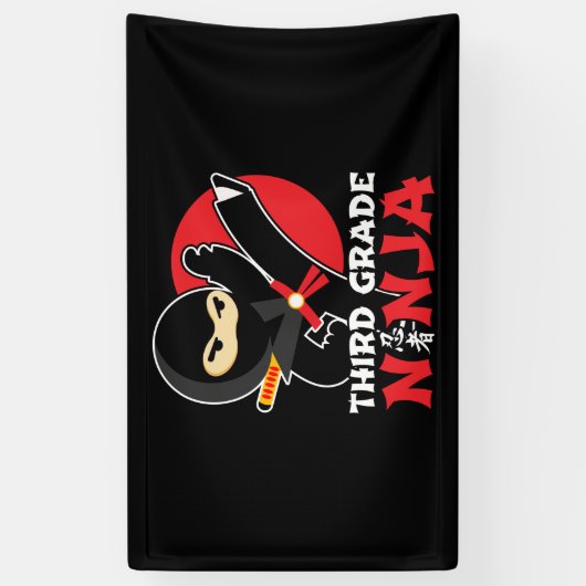 3e klas ninja trap eerste dag terug naar school spandoek (Verticaal)