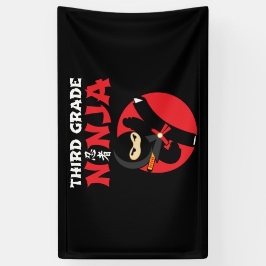 3e klas ninja trap eerste dag terug naar school spandoek (Verticaal)
