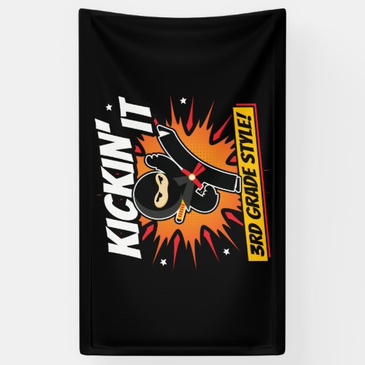 3e klas ninja trap eerste dag terug naar school spandoek (Verticaal)