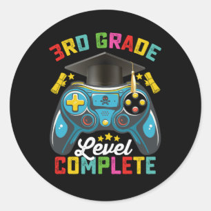 3e klas niveau Complete Afstuderen Gaming Gamer Ronde Sticker