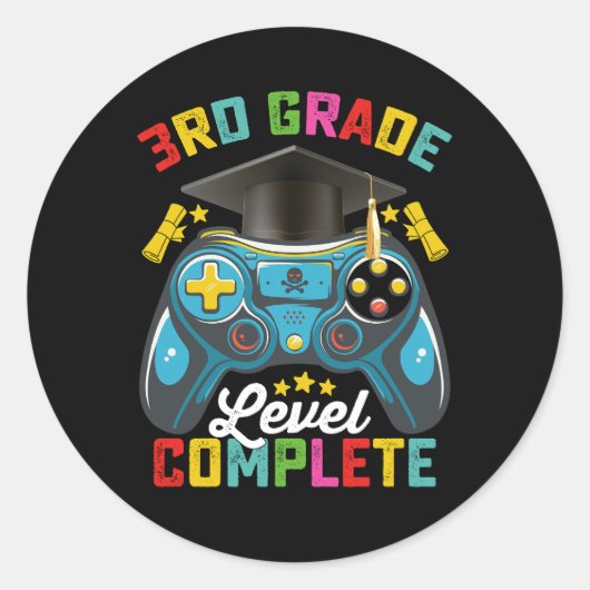 3e klas niveau Complete Afstuderen Gaming Gamer Ronde Sticker (Voorkant)