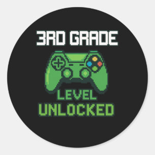 3e klas niveau ontgrendeld gamer ck naar school jo ronde sticker