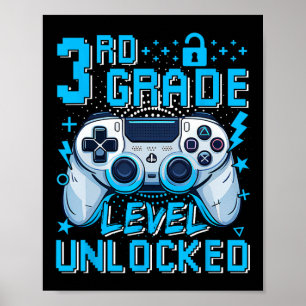 3e klas niveau ontgrendeld videospel eerste dag jo poster