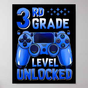 3e klas niveau ontgrendelde gamer eerste schooldag poster