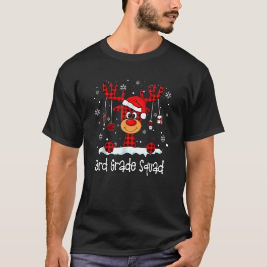 3e klas palmgras rendierSanta Hat leraar C T-shirt (Voorkant)