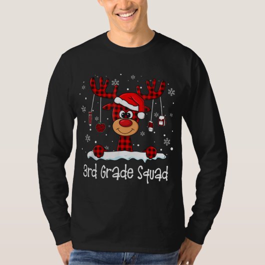 3e klas palmgras rendierSanta Hat leraar C T-shirt (Voorkant)
