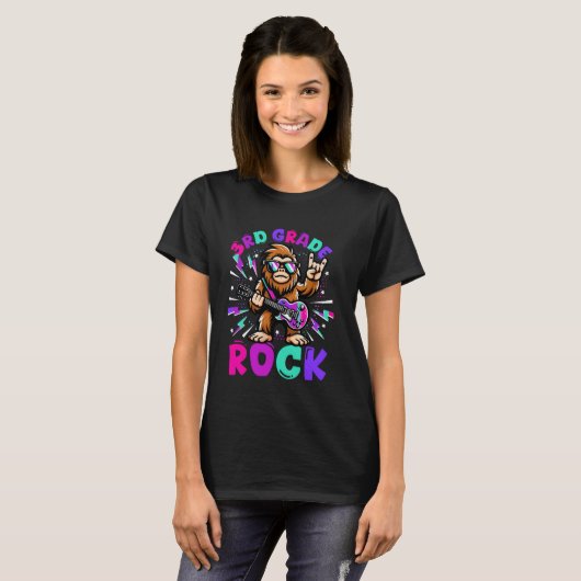 3e klas Rock Schattige Monkey Terug naar Scholiere T-shirt (Voorkant volledig)