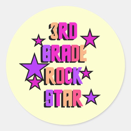 3e klas Rock Star Tshirts en geschenken Ronde Sticker (Voorkant)