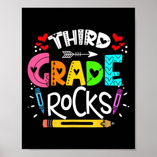 3e klas rotsen derde klas rock terug naar school poster (Voorkant)