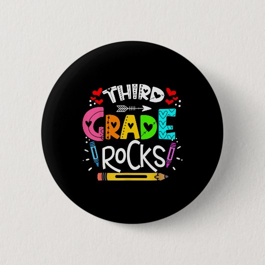 3e klas rotsen Derde klas rots Ck naar school Ronde Button 5,7 Cm (Voorkant)
