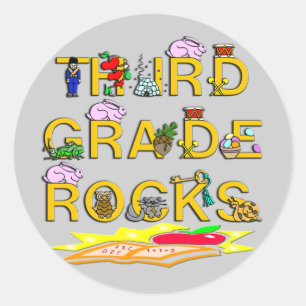 3e klas rotsen ronde sticker
