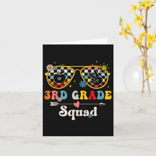 3e klas squad leuke groovy leraar student terug T Kaart (Gele Bloem)