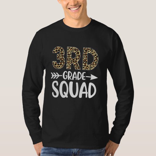 3e klas squad luipaardprint derde klas leraar  t-shirt (Voorkant)
