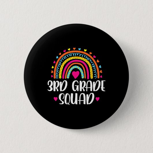 3e klas squad Rainbow Terug naar school Teacher Ki Ronde Button 5,7 Cm (Voorkant)