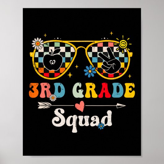 3e klas squad Schattige Groovy Leraar Student Ck N Poster (Voorkant)
