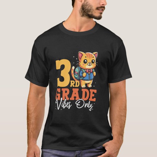 3e klas vibes alleen Schattigee kattenschool Funny T-shirt (Voorkant)