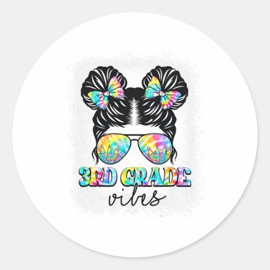 3e klas vibes rommelig haar bun meisje CK naar sch Ronde Sticker (Voorkant)