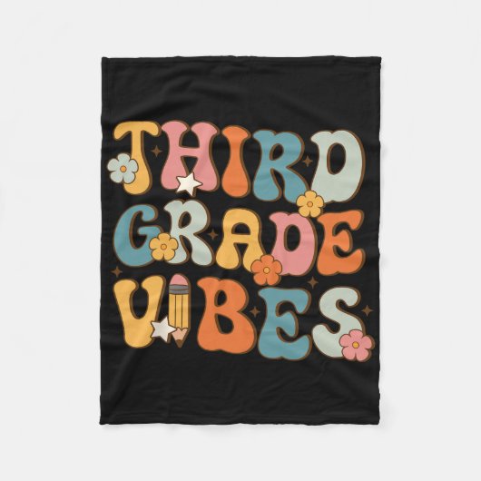 3e klas vibes terug naar school retro derde klas t fleece deken (Voorkant)