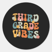 3e klas vibes terug naar school Retro derde klas T Ronde Sticker (Voorkant)