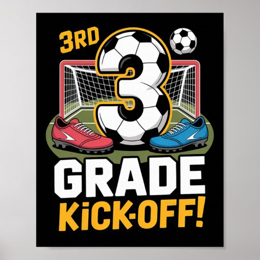 3e klas voetbal kickoff terug naar school kinderen poster (Voorkant)