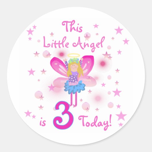 3e Kleine Engel Verjaardag Tshirts en geschenken Ronde Sticker (Voorkant)