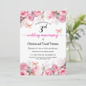 3e Leather Wedding Jubileum Blush Rozen Kaart (Staand voorkant)