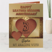 3e lederen bruiloft Jubileum Kaart voor vrouw (Voorkant)