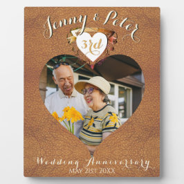 3e Lederen Huwelijksjubileum Foto Hart Fotoplaat