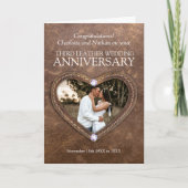 3e lederen kristallen huwelijksjubileum foto kaart (Voorkant)