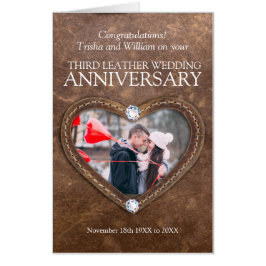 3e lederen kristallijne trouwdag hartkaart