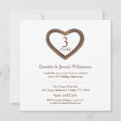 3e leren huwelijksjubileum bruine hart kaart (Achterkant)