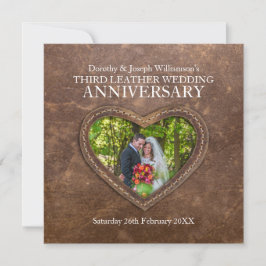 3e leren huwelijksjubileum bruine hart kaart