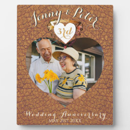 3e Leren Huwelijksjubileum Foto Hart Fotoplaat