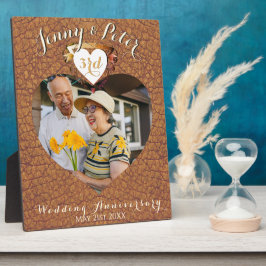 3e Leren Huwelijksjubileum Foto Hart Fotoplaat