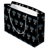 3e nacht van Hanukkah Glitter Large Gift Bag Groot Cadeauzakje (Achterkant Gekanteld)