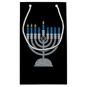 3e nacht van Hanukkah Glitter Small Gift Bag Klein Cadeauzakje (Achterkant)
