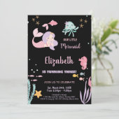 3e onze kleine zeemeermin verjaardag uitnodigingen (Staand voorkant)